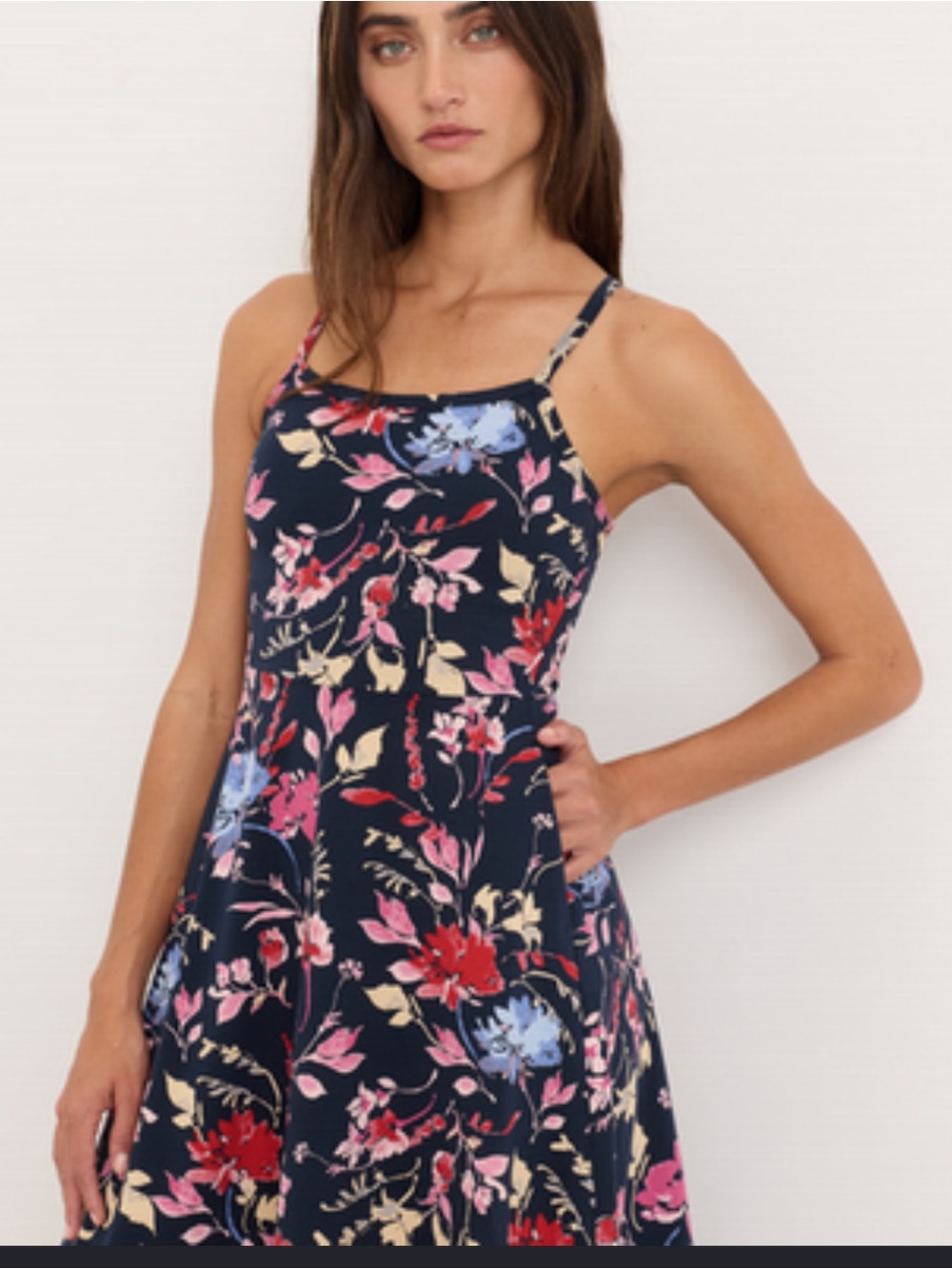 Pact organic cotton Floral fit and flare Midi Dress in day spring blooms. - Picture 4 of 11